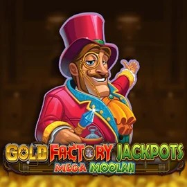 Logo of Gold Factory Jackpots Mega Moolah from Aurum Signature Studios at BetCrown Casino